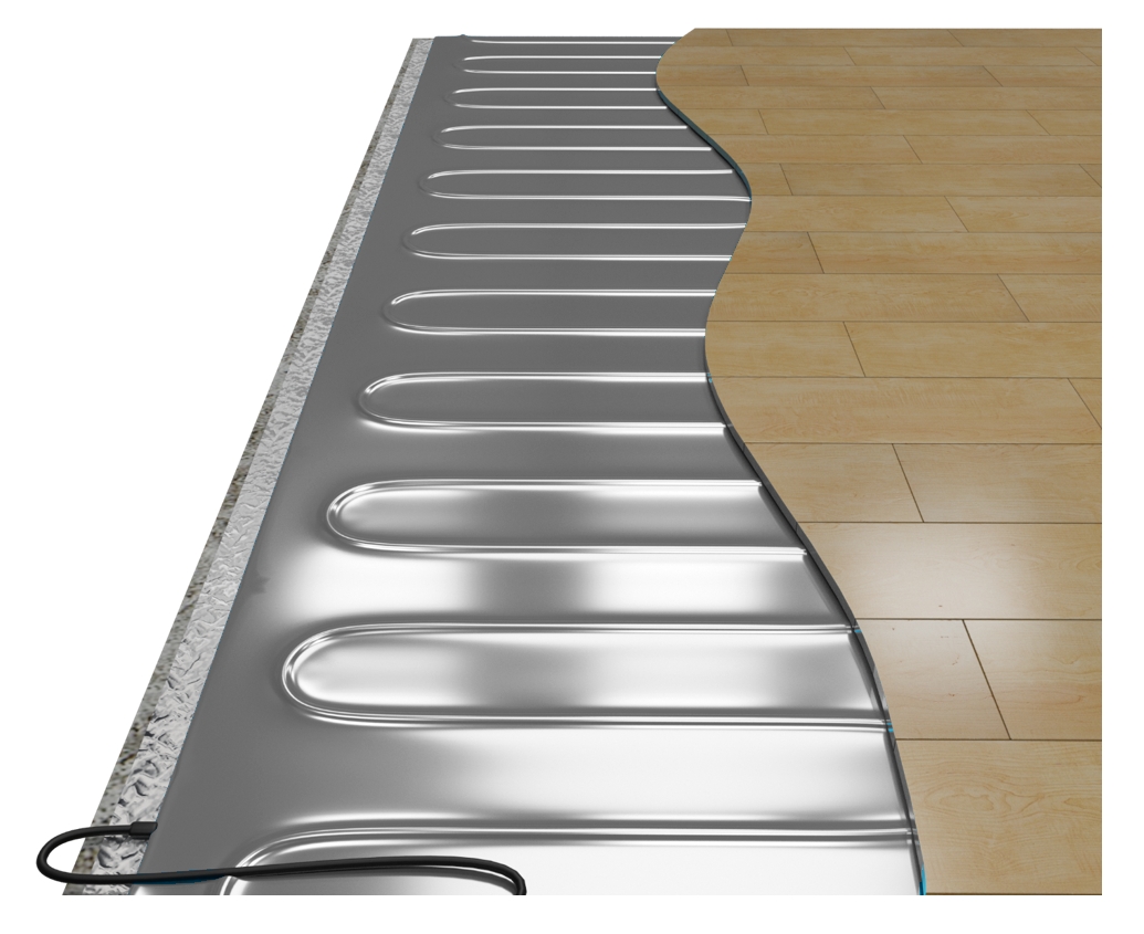 HoWaTech ALU Elektrische Laminat Fußbodenheizung 150 W/m² | Set mit  Heizmatte und Regler Digital