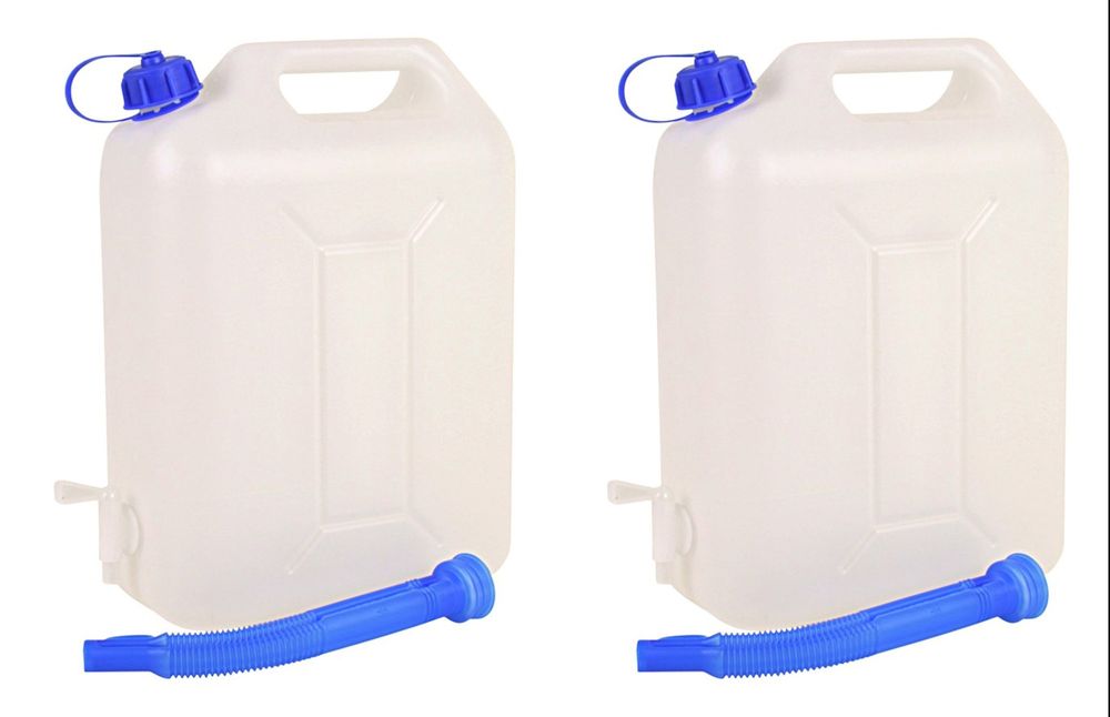 Paket] Wasserkanister 2x 10 Liter Auslaufhahn Ausgießtülle Camping  Wasserbehälter