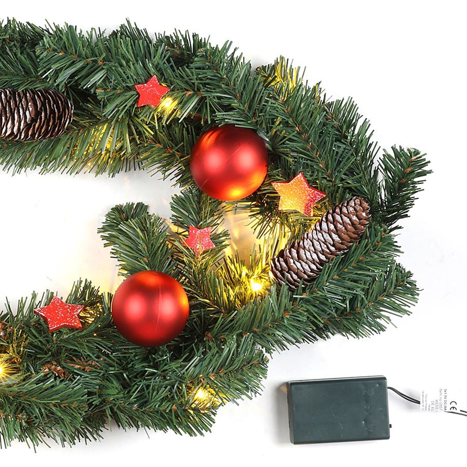 LED Tannengirlande 180cm Weihnachtsdeko Weihnachtsgirlande Tannenzapfen