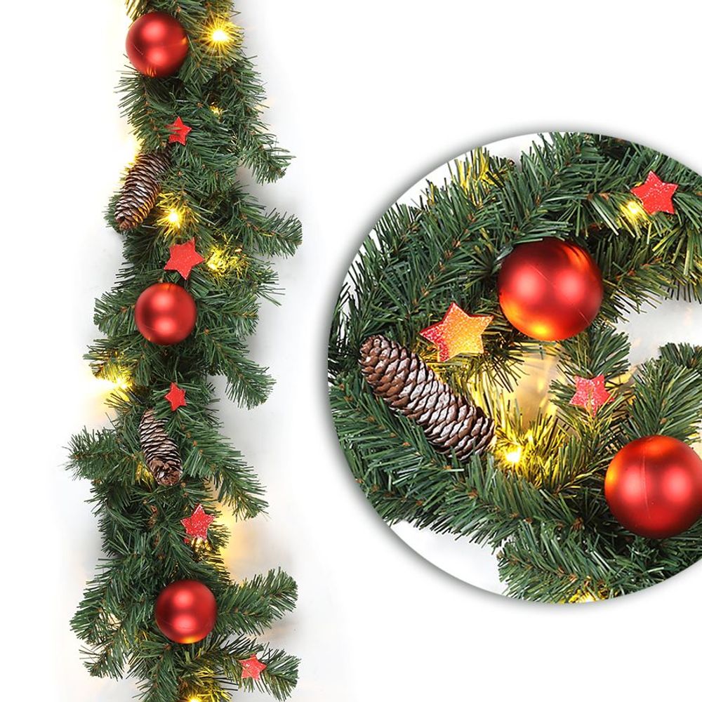 LED Tannengirlande 180cm Weihnachtsdeko Weihnachtsgirlande Tannenzapfen