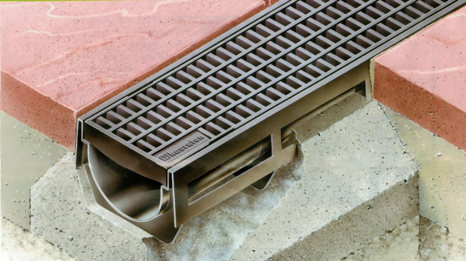 Hauraton Entwässerungsrinne Kunststoffrinne mit Stegrost verzinkt