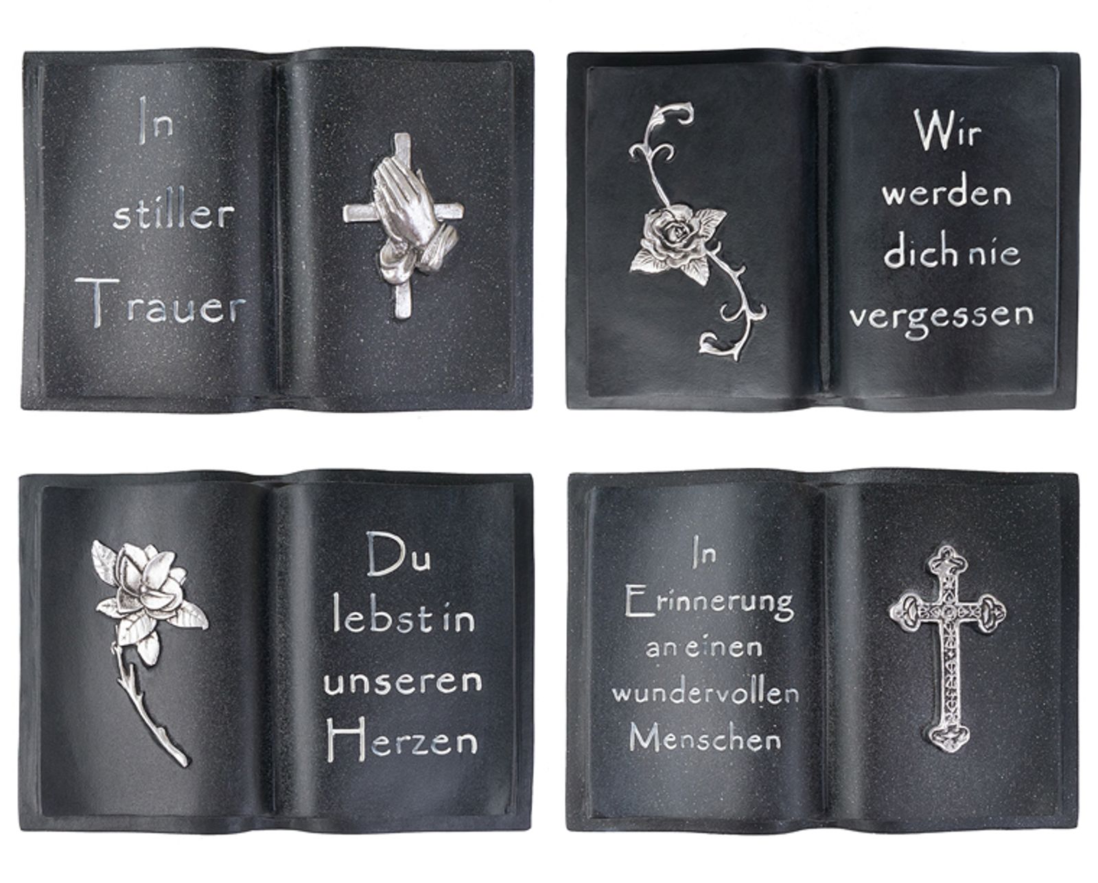 Spruchstein Buch 14,5x10cm Trauerstein Gedenkstein Grabschmuck