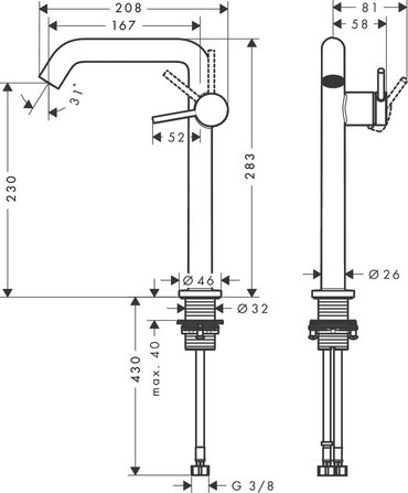 HansGrohe Tecturis S WTM240 Fine CoolS.Push BBR Brushed Bronze 