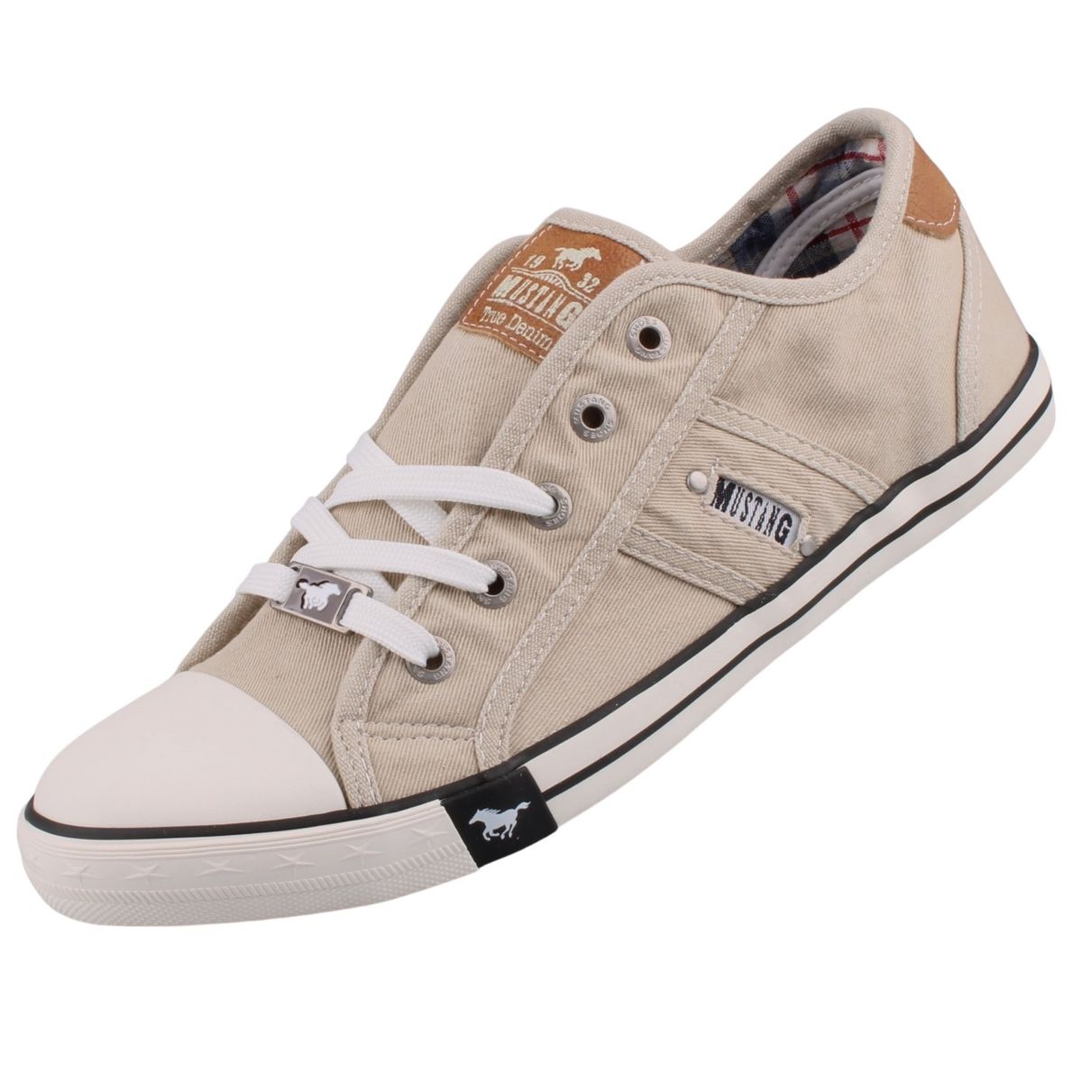 Mustang Damen Canvas Sneaker Grau/Beige Trendbereich