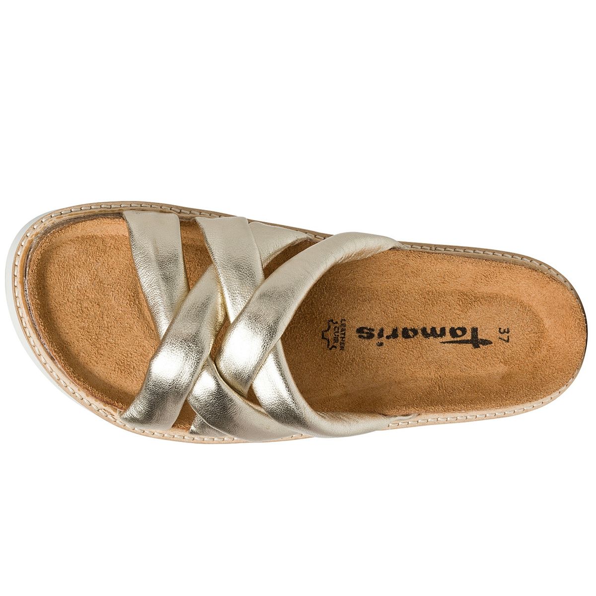 Tamaris Damen Plateau Pantoletten Gold Trendbereich