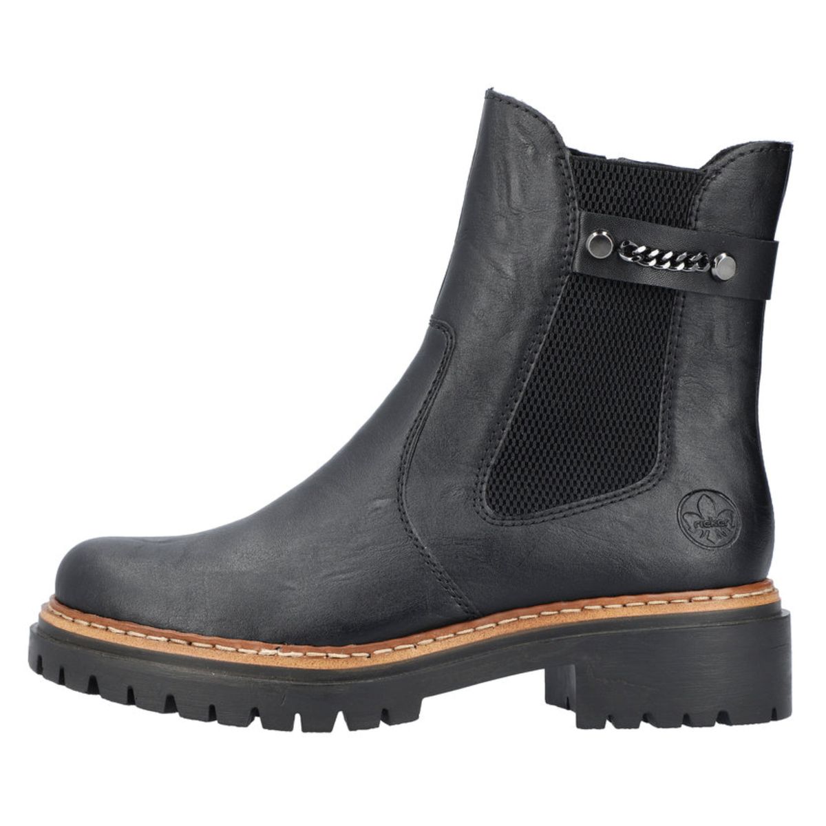 Schwarze Stiefeletten Stiefeletten Grau GefÃ¼ttert Rieker Damen