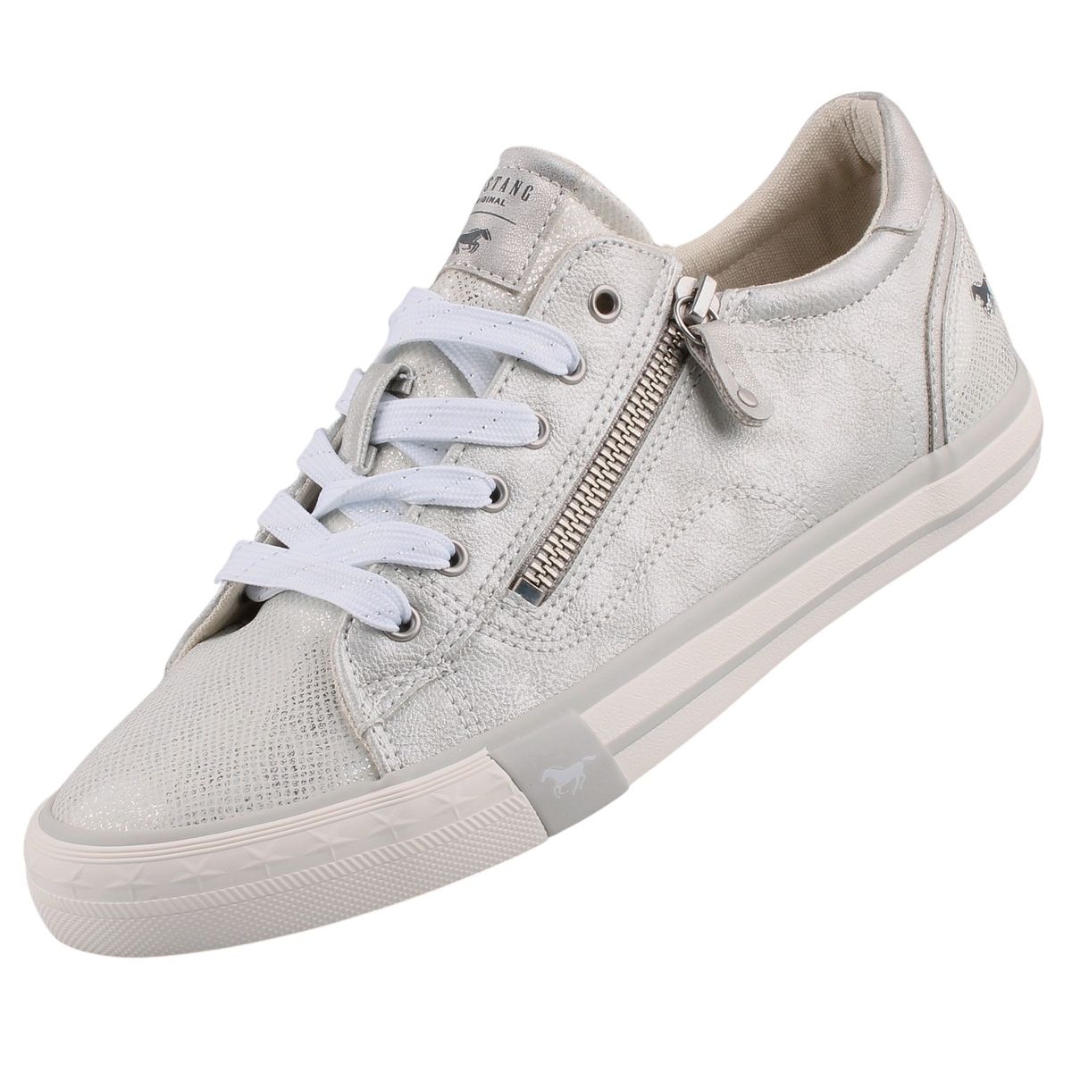 Schuh Mustang Sneaker Silber Mustang Sneaker Low Ice Silber/weiß