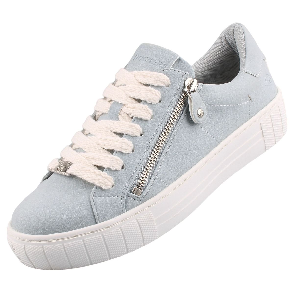 Dockers Damen Sneaker – Schwarzer Textil-Sneaker Mit Weißer Zehenkappe, Bequemer Innenschuh, Gummisohle