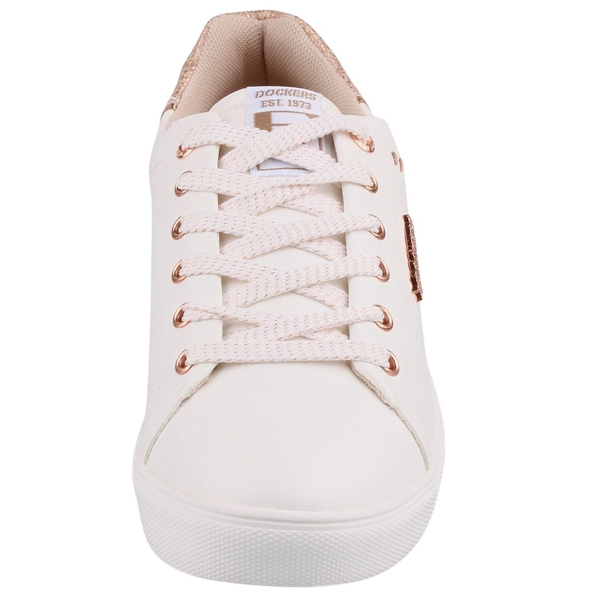 Dockers Damen Sneaker – Schwarzer Textil-Sneaker Mit Weißer Zehenkappe, Bequemer Innenschuh, Gummisohle