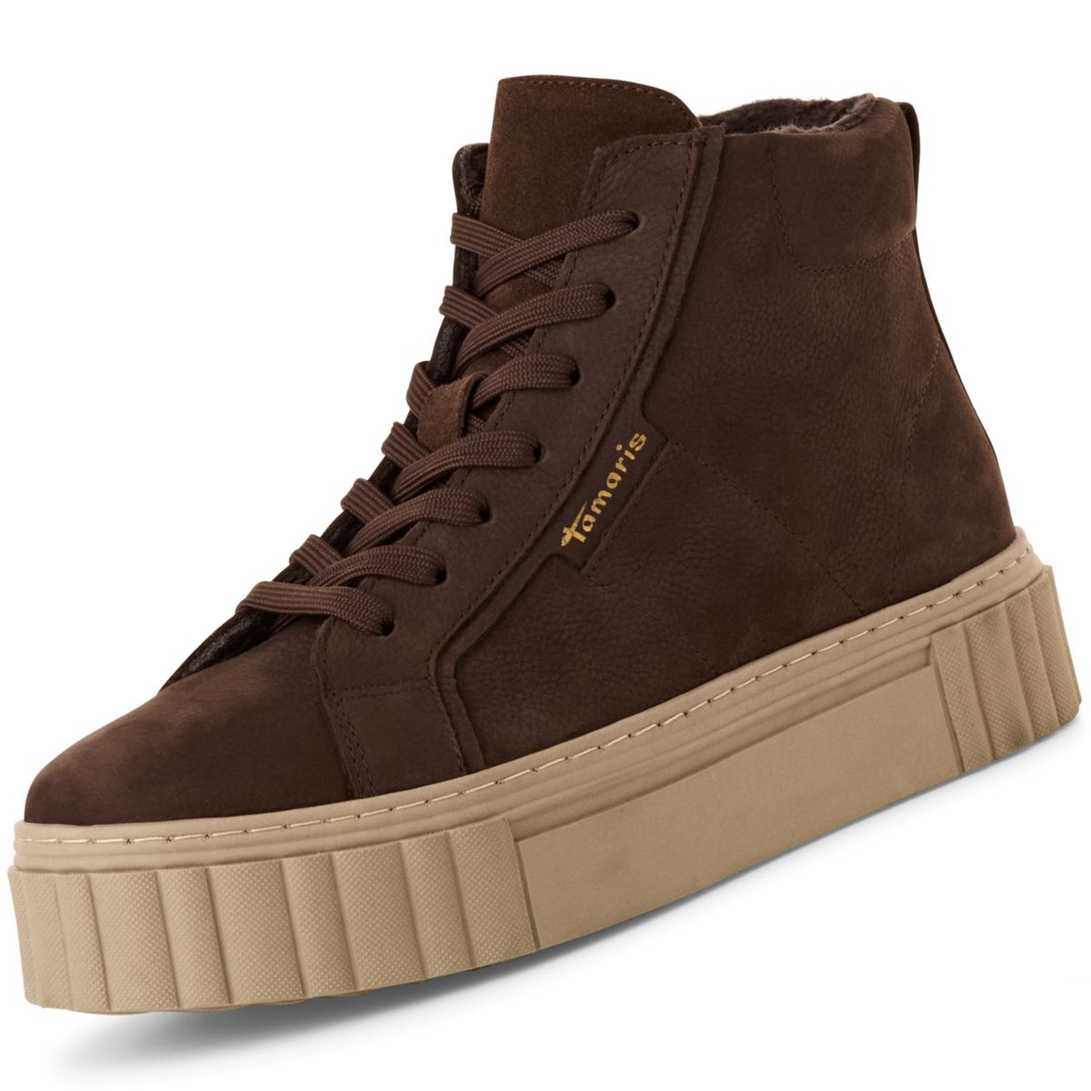 Tamaris Damen Leder Sneaker Dunkelbraun Trendbereich