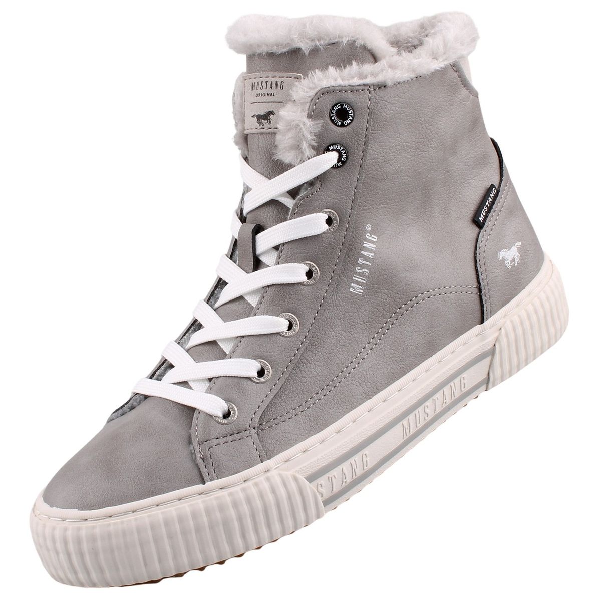Mustang Damen High-Top Sneaker gefüttert Grau Trendbereich