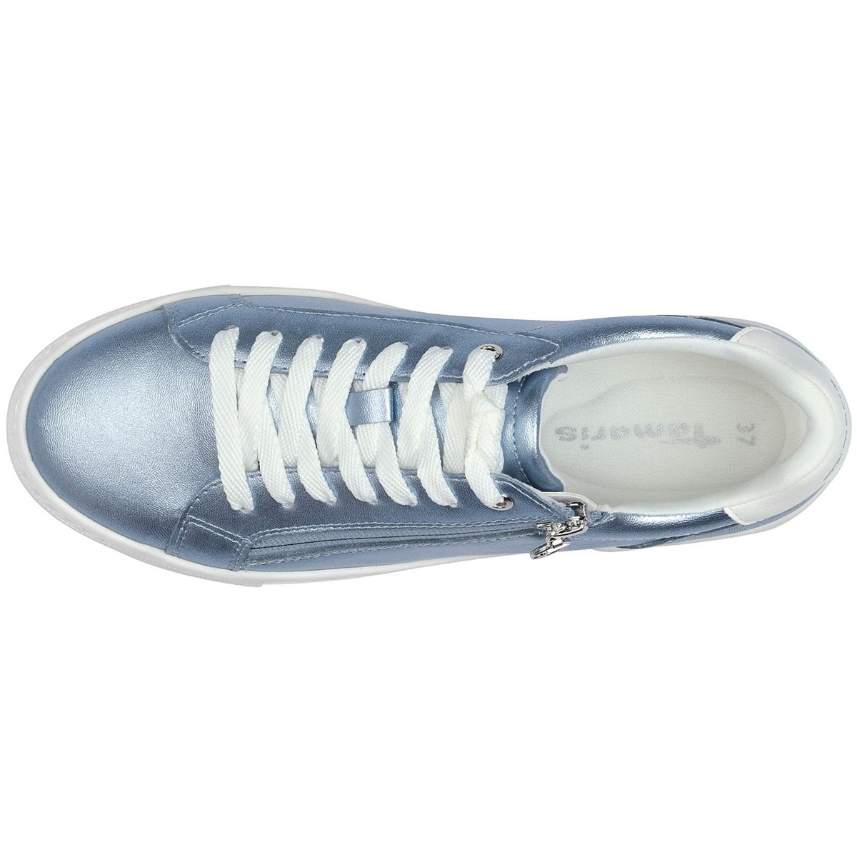 Tamaris Damen Plateau Sneaker Blau Metallic Trendbereich