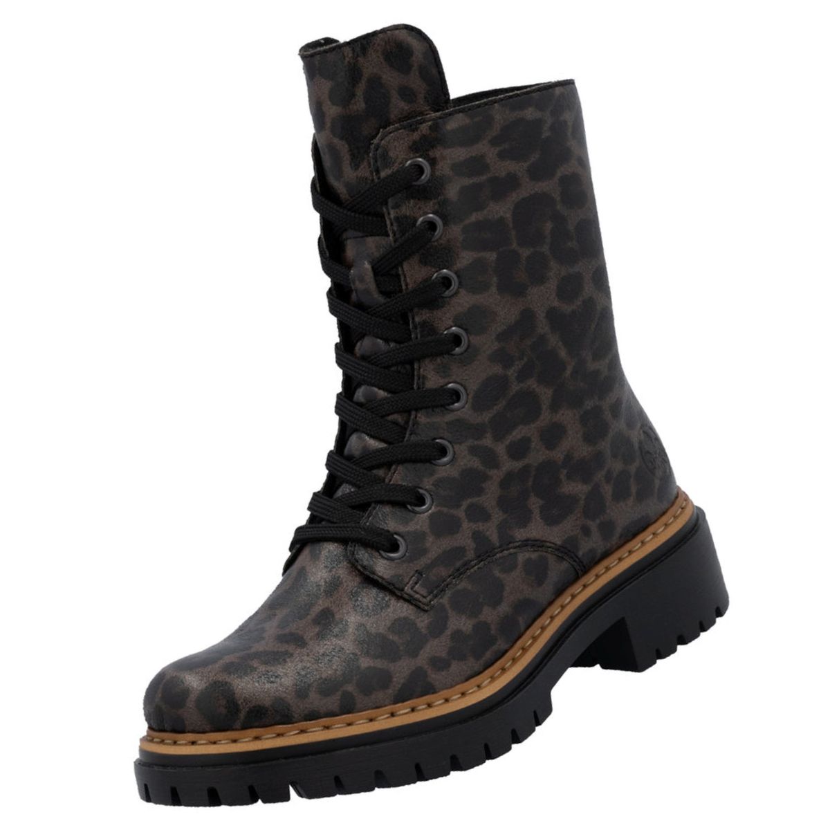 Rieker Damen Biker Stiefelette Schwarz/Leopard Trendbereich
