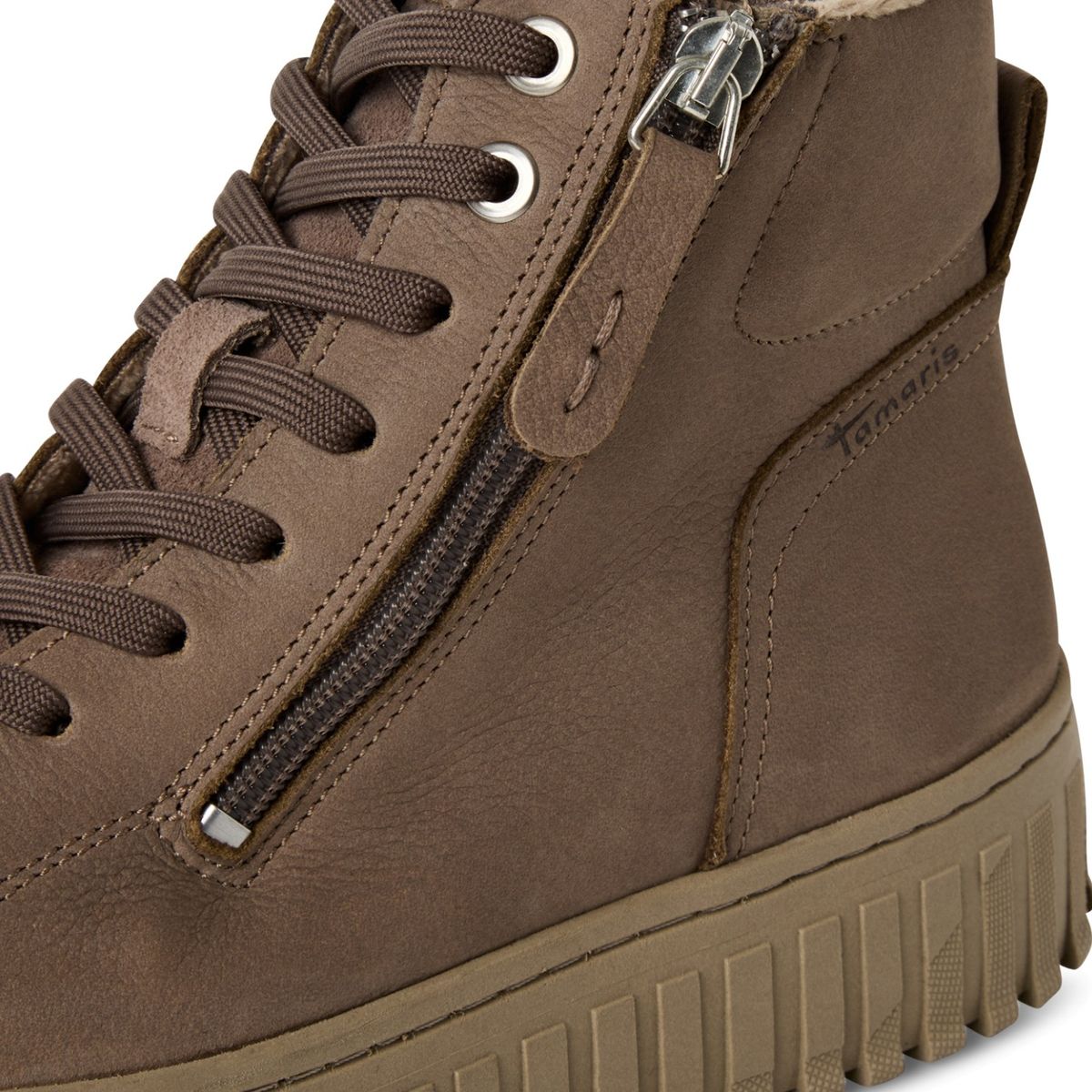 Tamaris Damen Leder High Top Sneaker Beige Trendbereich