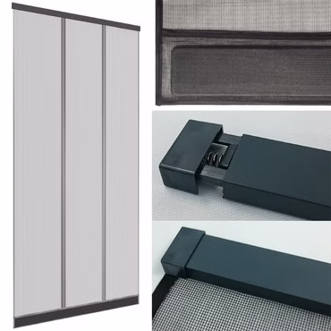 Insektenschutz Klemmvorhang für Türen 100x220cm mit Fiberglas Lamellen, Farbe: Anthrazit