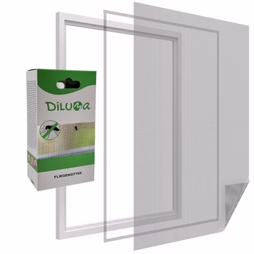 Fliegengitter Fenster - 2x 150x300 cm anthrazit Durchsichtiges & Kürzbares Fliegennetz mit 5,6m Klettband, Farbe: Schwarz