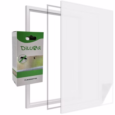 Fliegengitter Fenster - 2x 150x300 cm anthrazit Durchsichtiges & Kürzbares Fliegennetz mit 5,6m Klettband, Farbe: Weiß