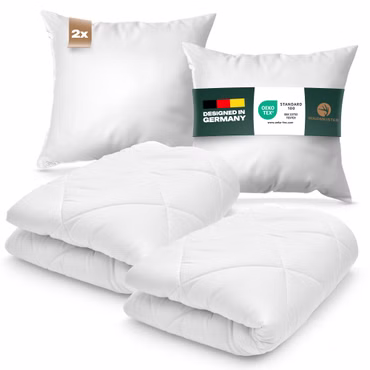 Mikrofaser Bettenset 4-teilig 2x 135x200cm Decke + 2x 80x80cm Kopfkissen