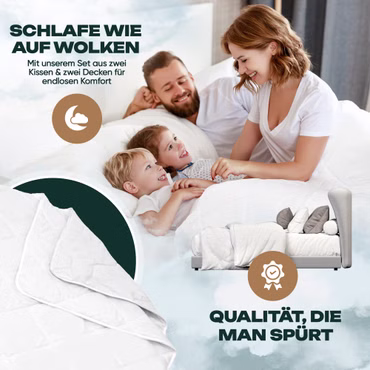 Mikrofaser Bettenset 4-teilig 2x 135x200cm Decke + 2x 80x80cm Kopfkissen