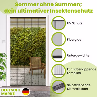 Fliegengitter-Türvorhang – Lamellen – Polyester – 100 x 220 cm – anthrazit , Farbe: Anthrazit