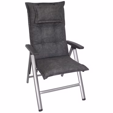 Hochlehner Auflage Luxor 120x50 cm mit KopfpolsterHochlehner Auflage Luxor 120x50 cm mit Kopfpolster - Luxus Stuhlauflage mit 8 cm Polsterung, Farbe: Anthrazit