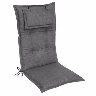 Hochlehner Auflage Luxor 120x50 cm mit KopfpolsterHochlehner Auflage Luxor 120x50 cm mit Kopfpolster - Luxus Stuhlauflage mit 8 cm Polsterung, Farbe: Grau
