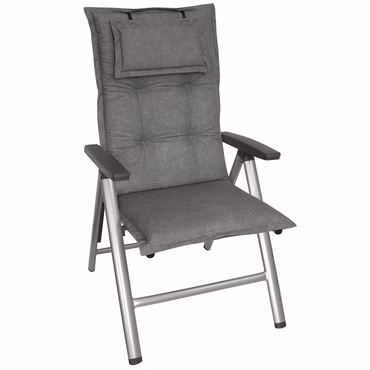 Hochlehner Auflage Luxor 120x50 cm mit KopfpolsterHochlehner Auflage Luxor 120x50 cm mit Kopfpolster - Luxus Stuhlauflage mit 8 cm Polsterung, Farbe: Grau