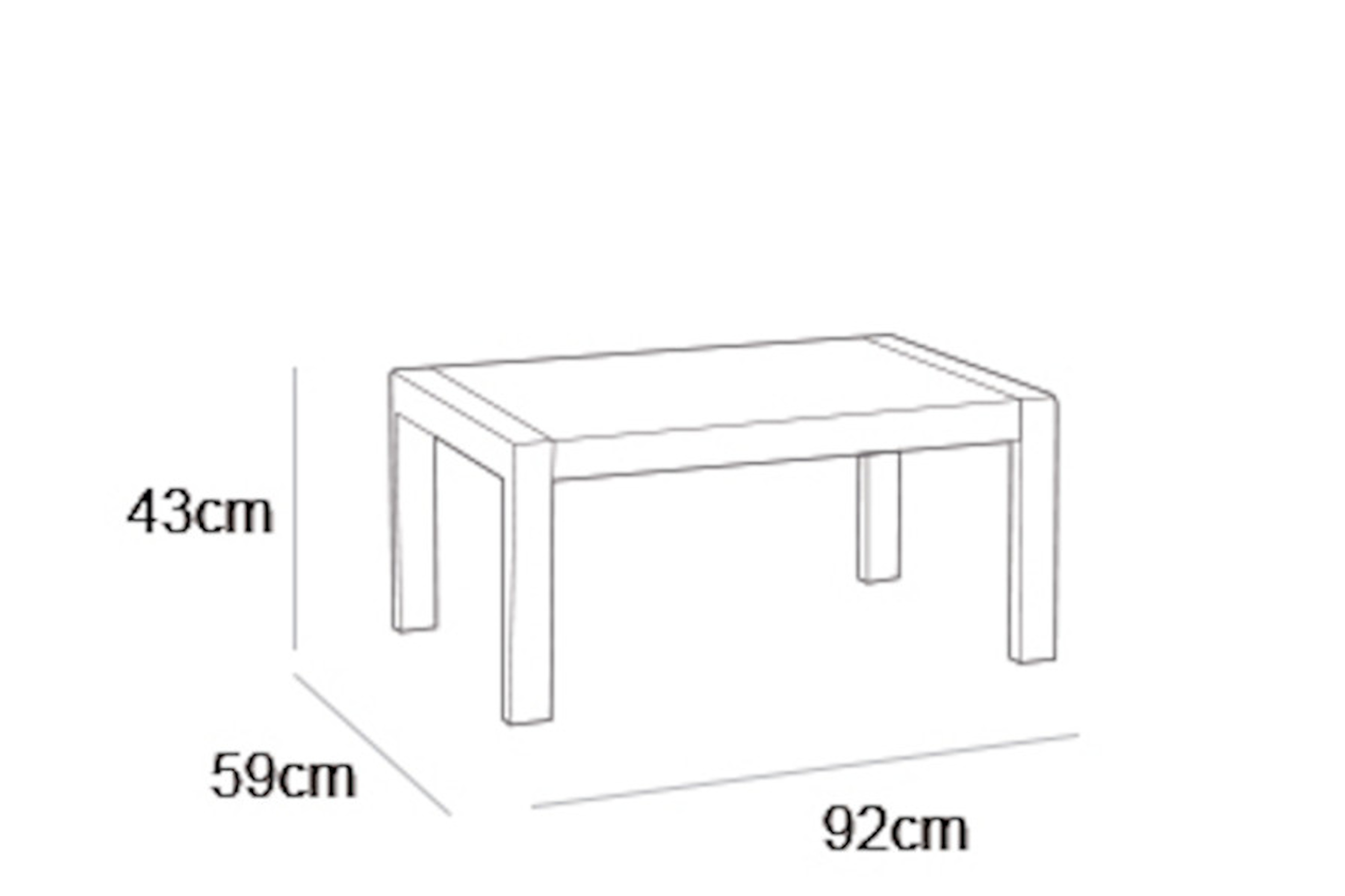 Allibert Victoria Tisch, Gartentisch, Gartenmöbel - Dimension, Abmessungen: H 43 cm x L 92 cm x B 59 cm