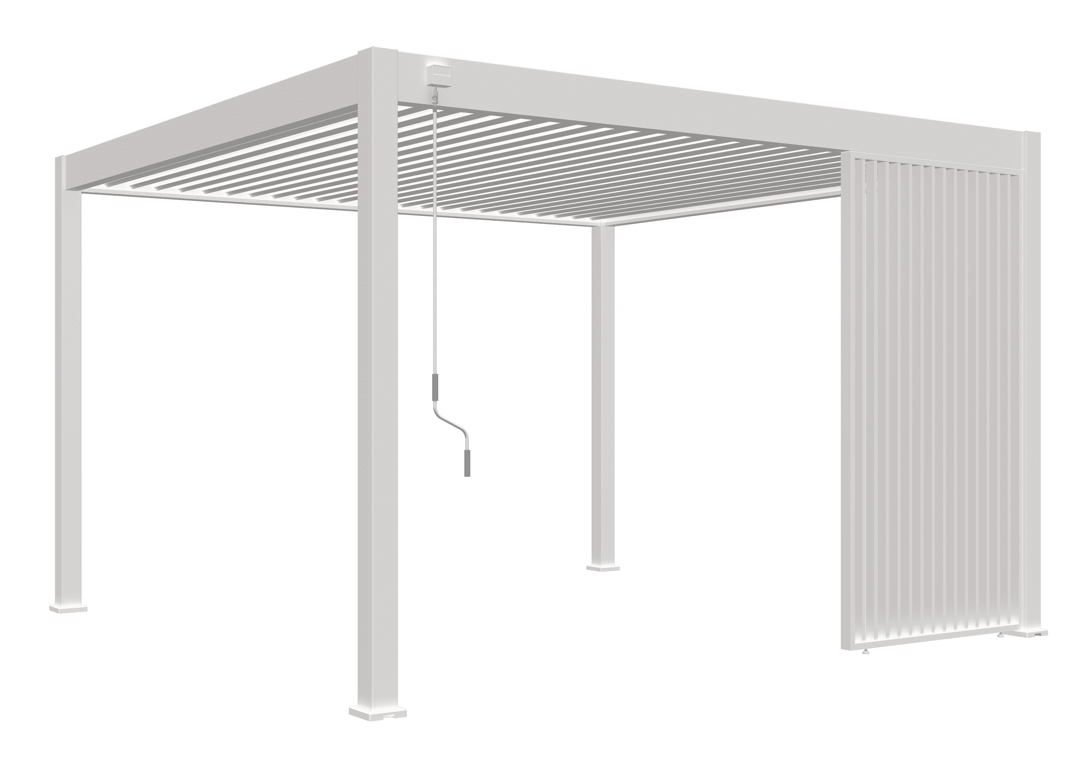 Weide Lamellenwand vertikale paneel weiß Alu-Pavillon, Pergola, Sichtschutz, Sonnenschutz, aus Alu.