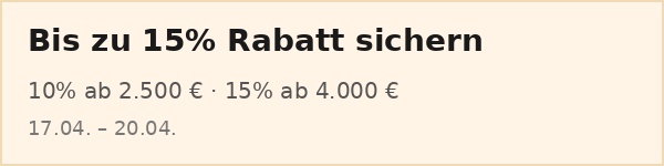 Bis zu 15 % Rabatt auf alles