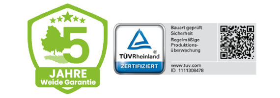 5 Jahre Weide Garantie Logo und TÜV zertifiziert Logo