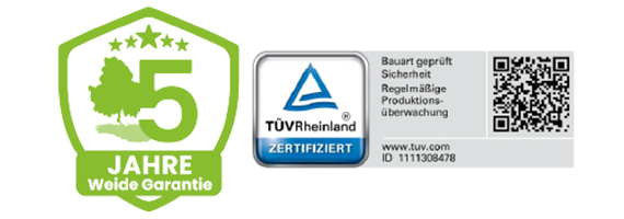 5 Jahre Weide Garantie Logo und TÜV zertifiziert Logo