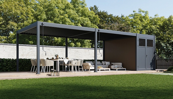 Anbau-Gartenhaus für Pergola