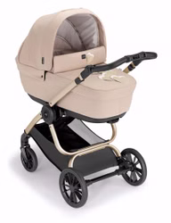 Techno Babila 2-in-1 Kinderwagen mit umkehrbarem Sitz, UV50+ Sonnenschutzverdeck, handgenähtem Lederimitat und 100 % Baumwollfutter – stilvoller und sicherer Begleiter von Geburt bis 22 kg beige