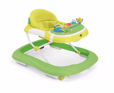Baby Lauflernhilfe Giocando, Babywalker in grün, Integriertes Spielzeug mit 3D-Effekt, Lichtern und Geräuschen