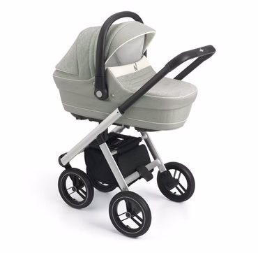 CAM Puro Solid Kinderwagen mit Tragewanne – inkl. Matratze, Windschutz und Moskitonetz für höchsten Komfort grau