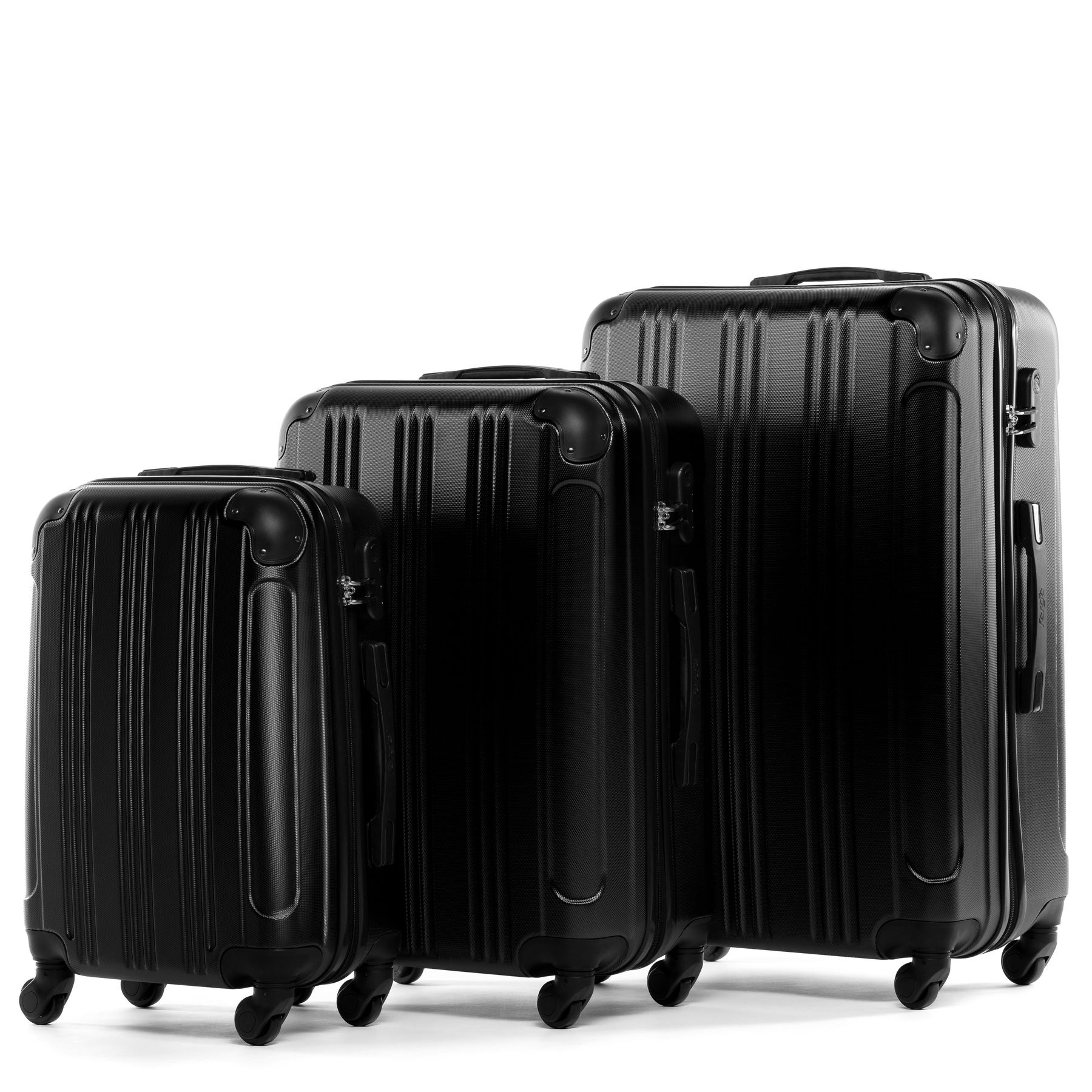 Set de 3 valises de voyage rigide, rigide e légère abs valise de voyage à  roulettes valises, 4 doubles roues, noir - Conforama