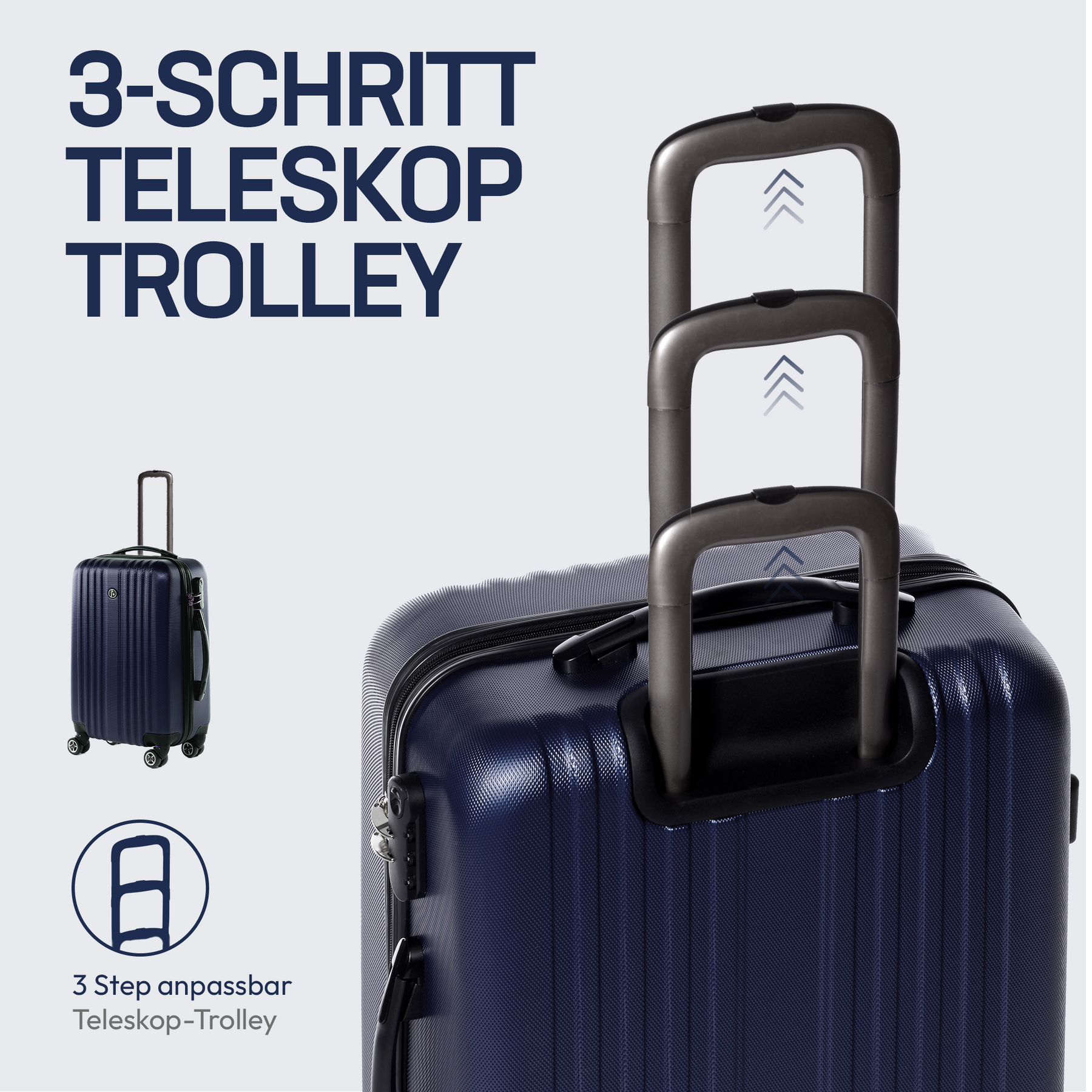 Set de valise rigide bleu TOULOUSE ensemble de bagage extensible