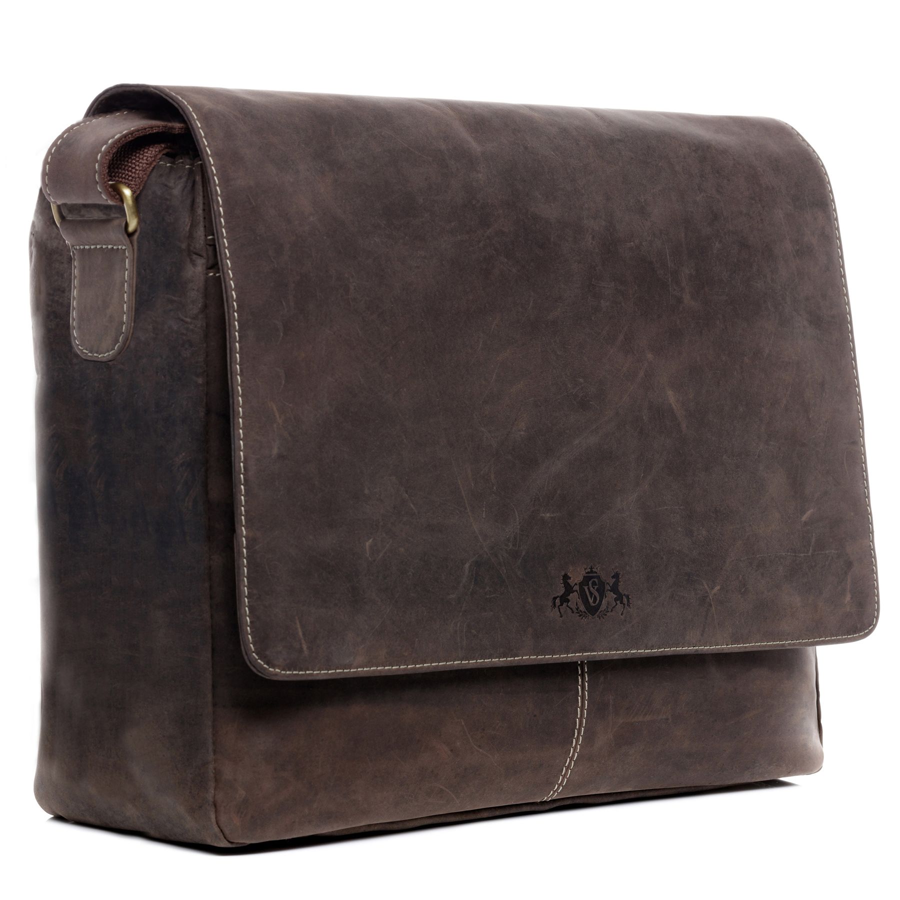 Laptop Bag Buffalo Leather SPENCER messenger bag brown