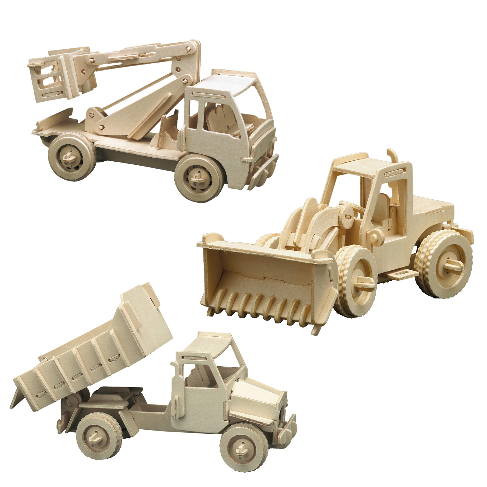 PEBARO Holzbausatz Baufahrzeuge Set, 3erSet (863/6, 863/2 PEBARO Holzbausatz Baufahrzeuge Set, 3erSet (863/6, 863/2