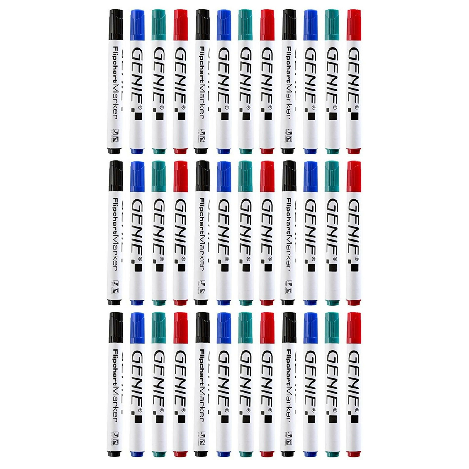 24 Stück GENIE Flipchart-Marker für Papier Stifte 4 Farben blau grün schwarz rot