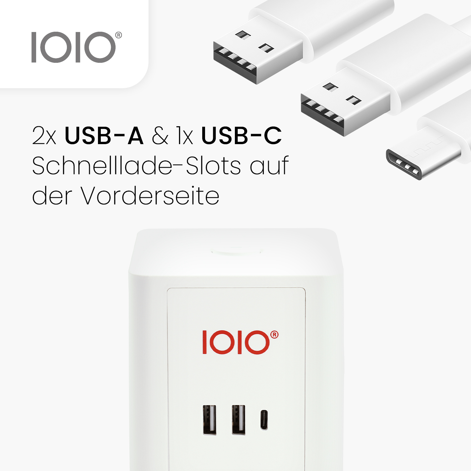 Steckdosenwürfel SW 1000 3-fach Schutzkontaktteckdose + 2 x USB-A und 1 x USB-C weiß Steckdosenwürfel SW 1000 3-fach Schutzkontaktteckdose + 2 x USB-A und 1 x USB-C weiß