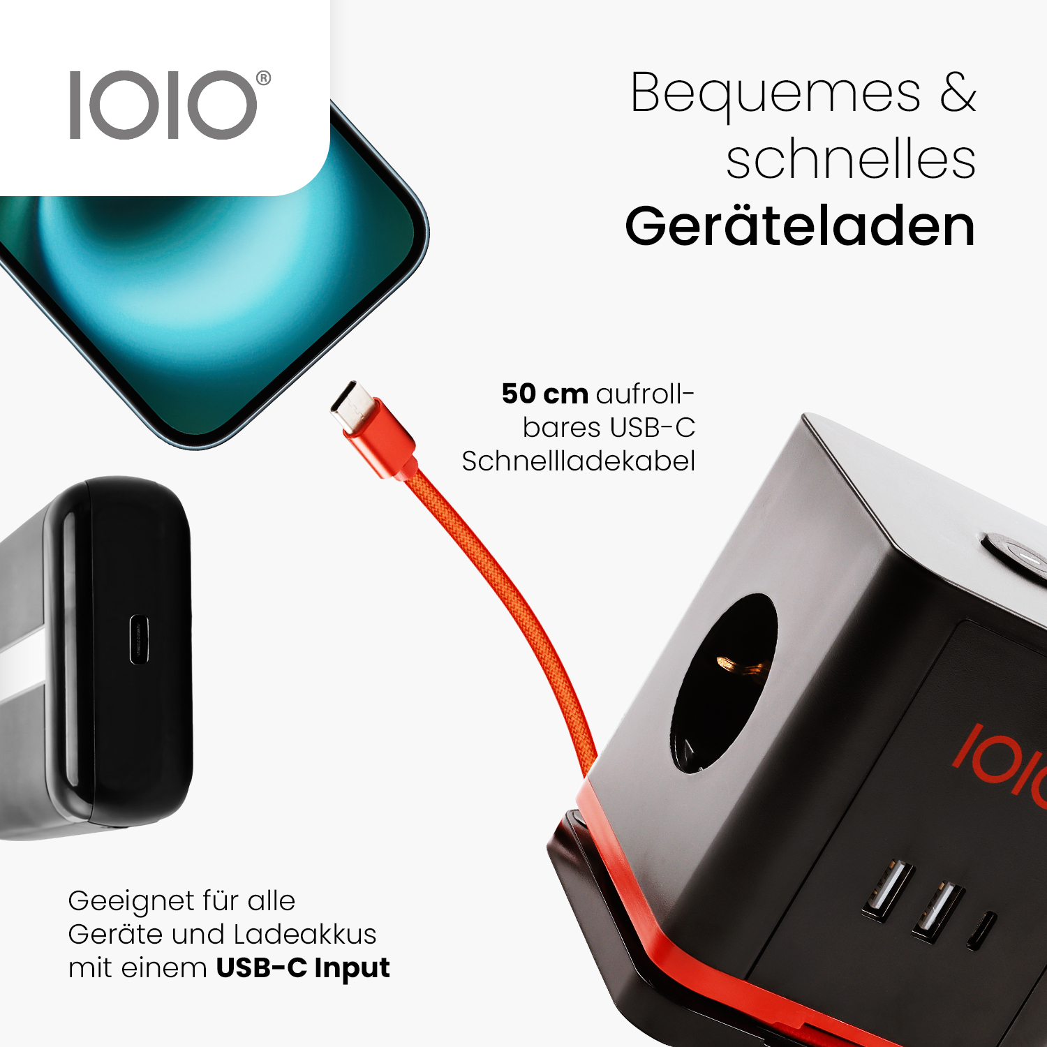 Steckdosenwürfel SW 1000 3-fach Schutzkontaktteckdose + 2 x USB-A und 1 x USB-C Schwarz Steckdosenwürfel SW 1000 3-fach Schutzkontaktteckdose + 2 x USB-A und 1 x USB-C Schwarz