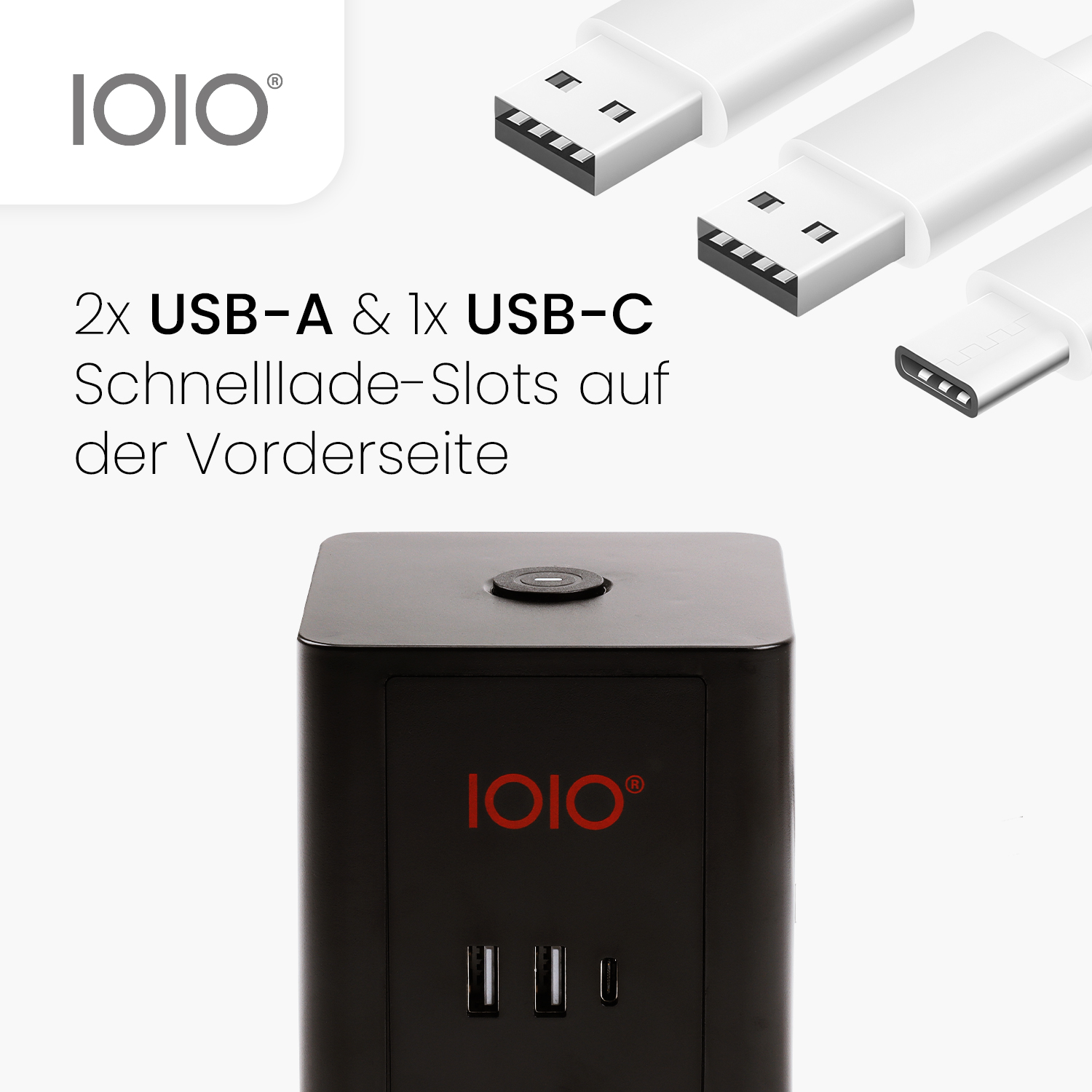 Steckdosenwürfel SW 1000 3-fach Schutzkontaktteckdose + 2 x USB-A und 1 x USB-C Schwarz Steckdosenwürfel SW 1000 3-fach Schutzkontaktteckdose + 2 x USB-A und 1 x USB-C Schwarz