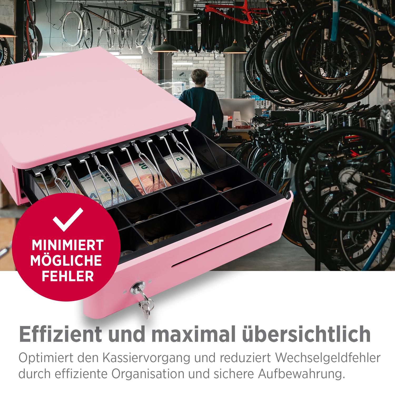 Kassenlade S 330 Color mit 8 Münzfächern und 4 Scheinfächern bonbon pink Kassenlade S 330 Color mit 8 Münzfächern und 4 Scheinfächern bonbon pink