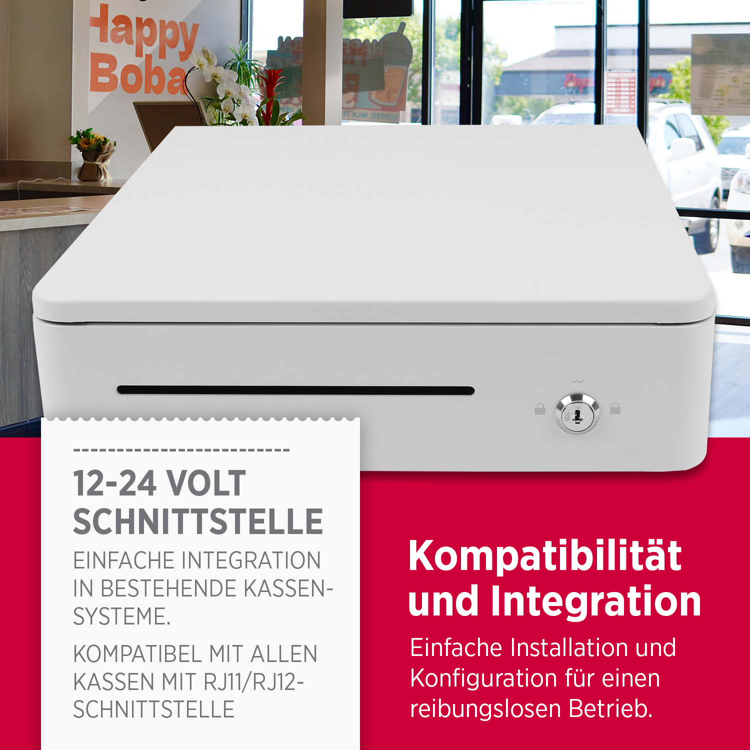 Kassenlade S 330 Color mit 8 Münzfächern und 4 Scheinfächern weiß Kassenlade S 330 Color mit 8 Münzfächern und 4 Scheinfächern weiß