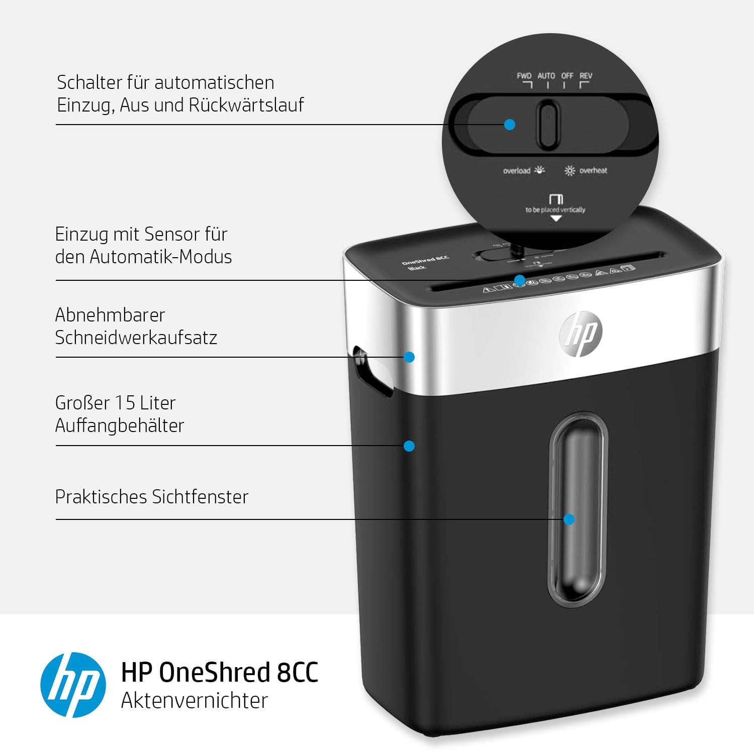 HP OneShred 8CC Aktenvernichter sichere komfortable Aktenvernichtung im Alltag Schwarz HP OneShred 8CC Aktenvernichter sichere komfortable Aktenvernichtung im Alltag Schwarz