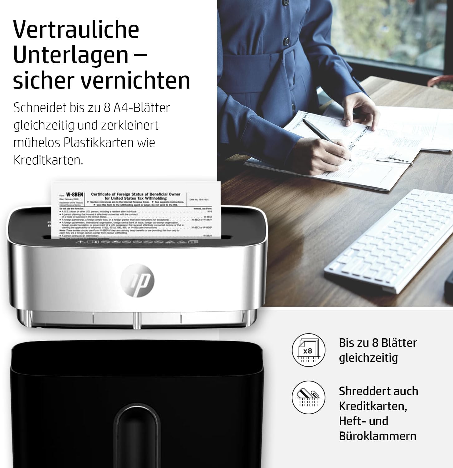HP OneShred 8CC Aktenvernichter sichere komfortable Aktenvernichtung im Alltag Schwarz HP OneShred 8CC Aktenvernichter sichere komfortable Aktenvernichtung im Alltag Schwarz