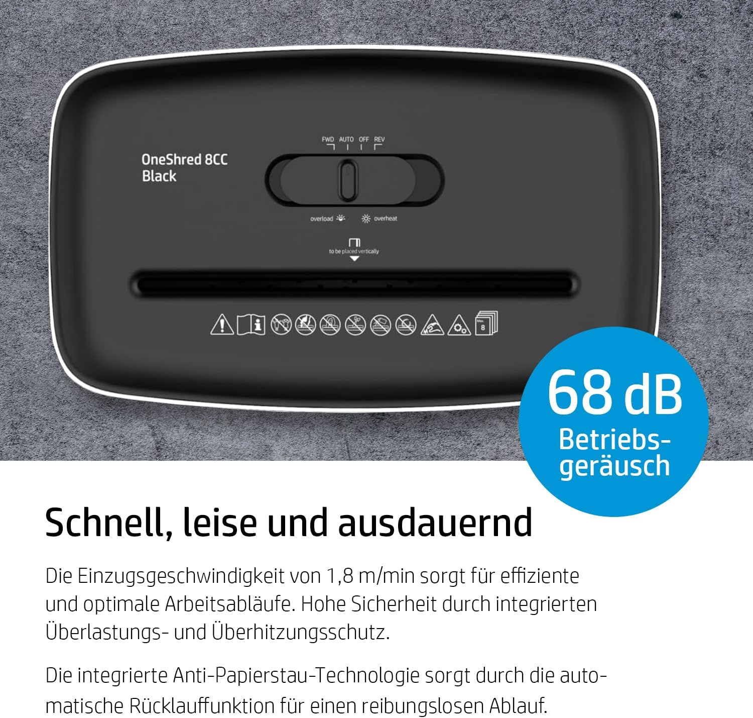HP OneShred 8CC Aktenvernichter sichere komfortable Aktenvernichtung im Alltag Schwarz HP OneShred 8CC Aktenvernichter sichere komfortable Aktenvernichtung im Alltag Schwarz