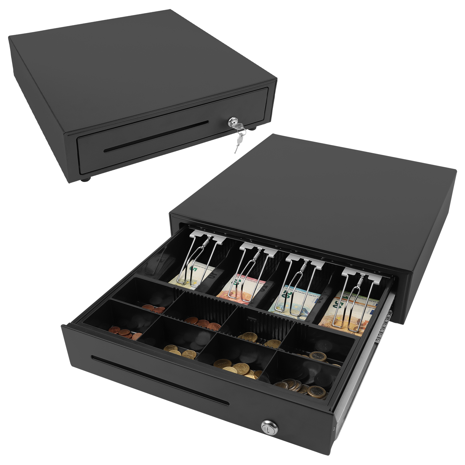 Olympia LD 410 Plus Kassenlade Vollmetall Kassenschublade mit 8 Münz- & 4 Scheinfächern Schwerlastauszug RJ12 Anschluss Olympia LD 410 Plus Kassenlade Vollmetall Kassenschublade mit 8 Münz- & 4 Scheinfächern Schwerlastauszug RJ12 Anschluss